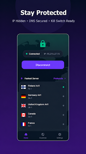CapVPN connected and protected state
