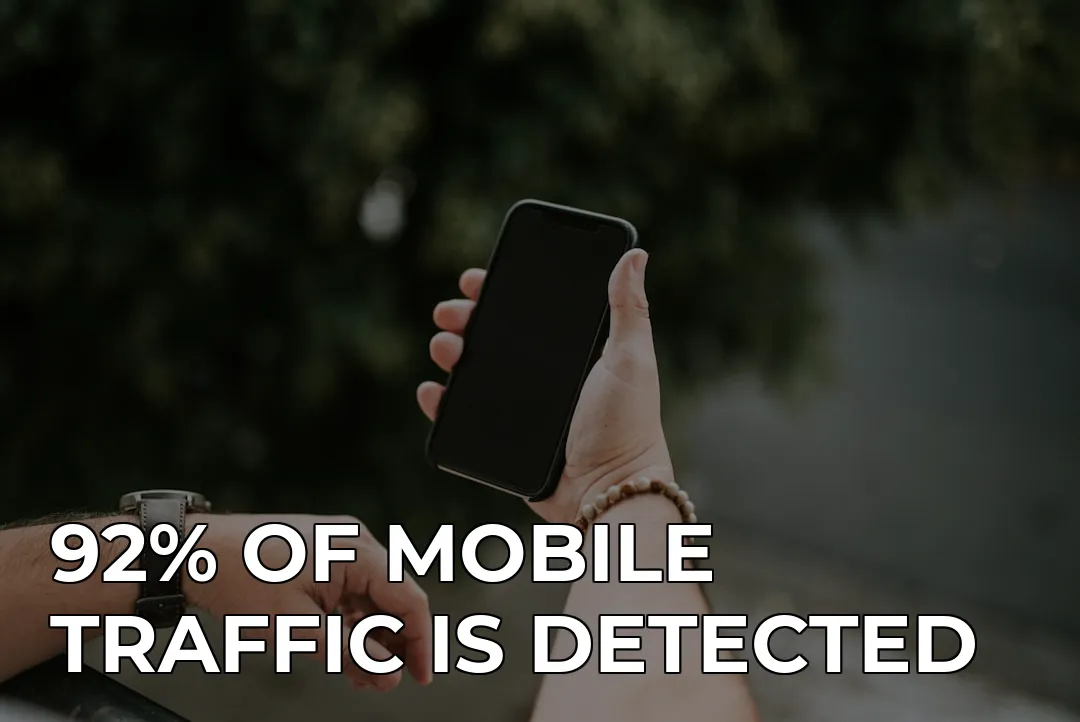 person holding black iphone 5 — 92% OF MOBILE TRAFFIC IS DETECTED